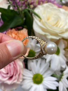 Prominent Pearl Textured Yellow Gold Ring