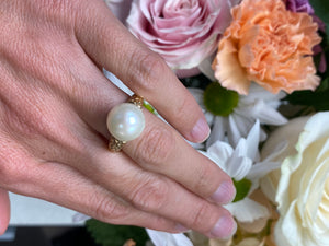 Prominent Pearl Textured Yellow Gold Ring