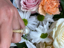 Load image into Gallery viewer, Prominent Pearl Textured Yellow Gold Ring
