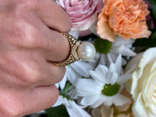 Load image into Gallery viewer, Prominent Pearl Textured Yellow Gold Ring
