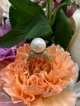 Load image into Gallery viewer, Prominent Pearl Textured Yellow Gold Ring
