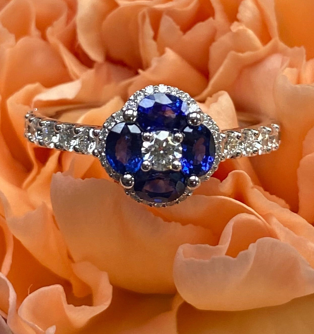 Blue Velvet Sapphire and Diamond Ring