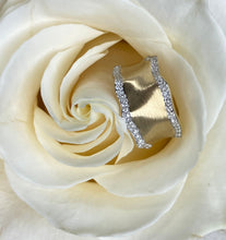 Load image into Gallery viewer, Wide Ruffle Diamond and Brush Yellow Gold Ring
