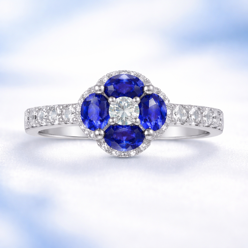 Blue Velvet Sapphire and Diamond Ring