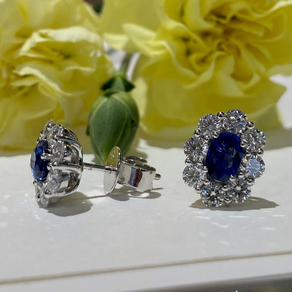 Midnight Bloom Sapphire and Diamond Earrings