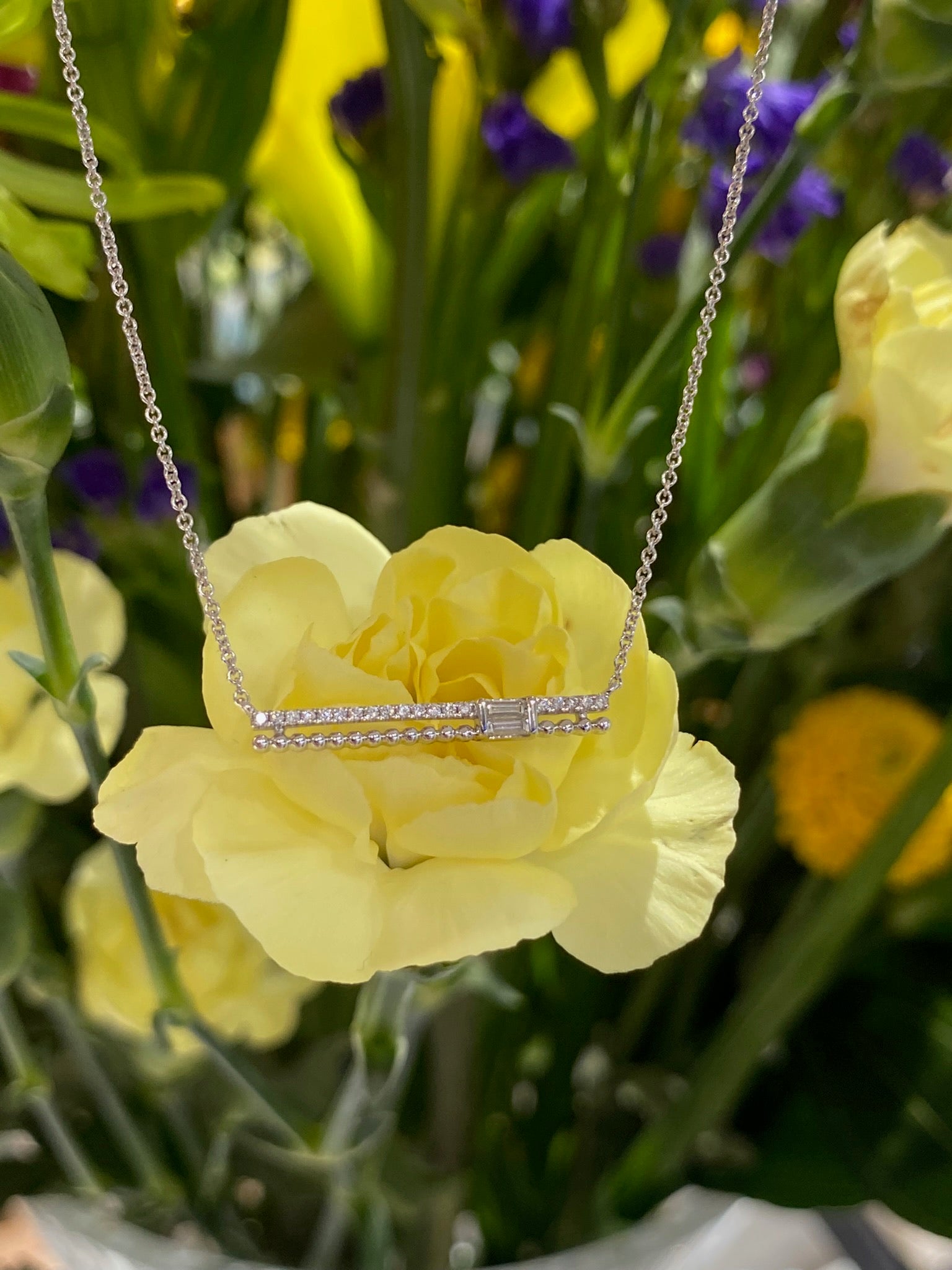 Baguette Brilliance Diamond Bar Necklace