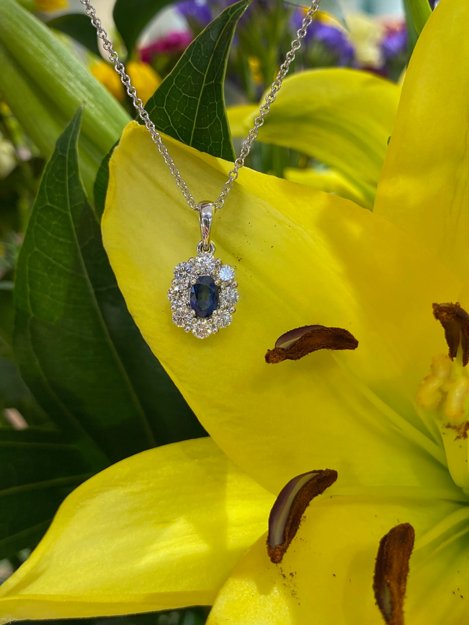 The Midnight Bloom Sapphire and Diamond Necklace