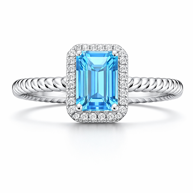 Caribbean Glow Blue Topaz and Diamond Ring