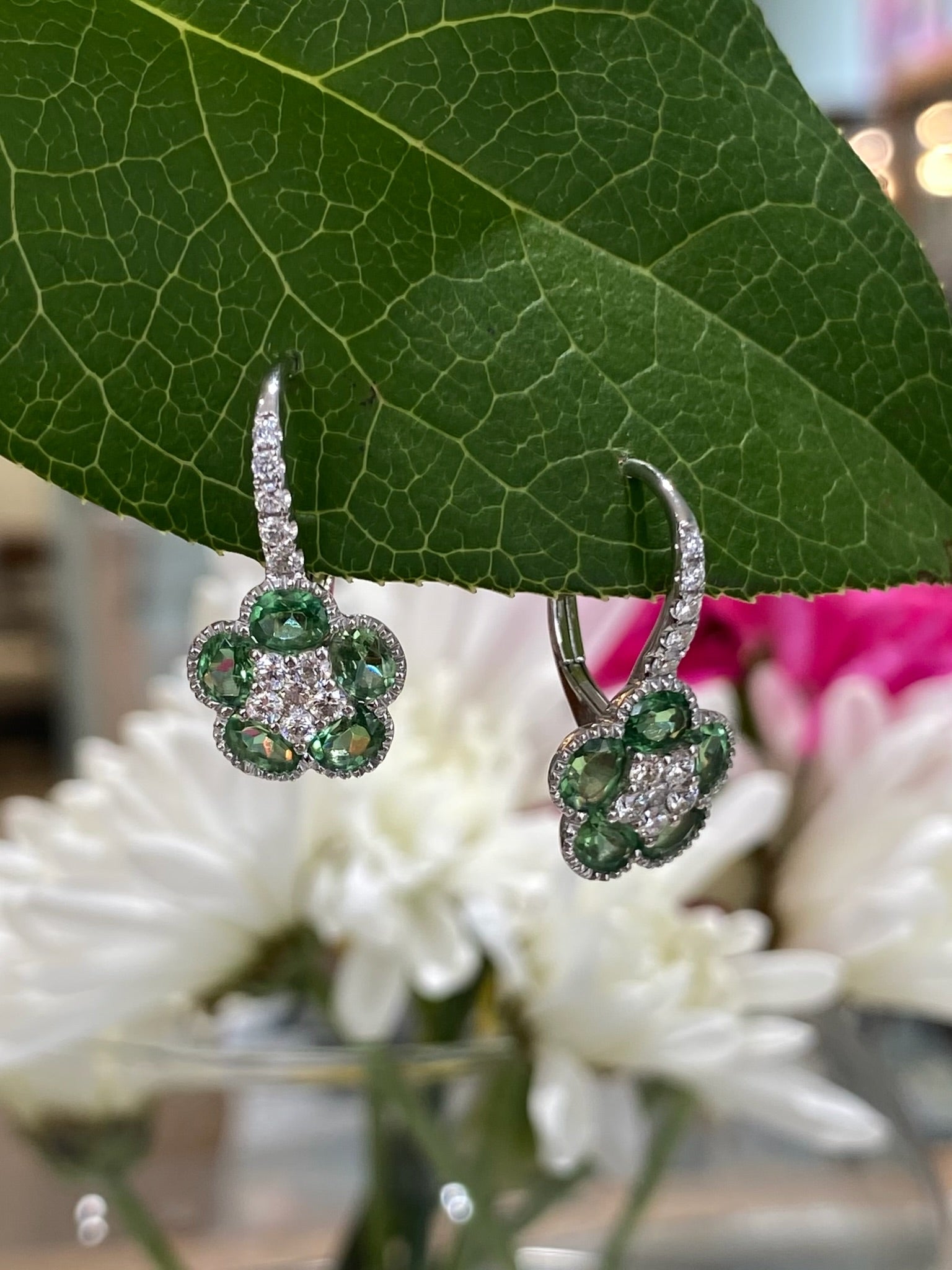 Green Meadow Tsavorite & Diamond Earrings