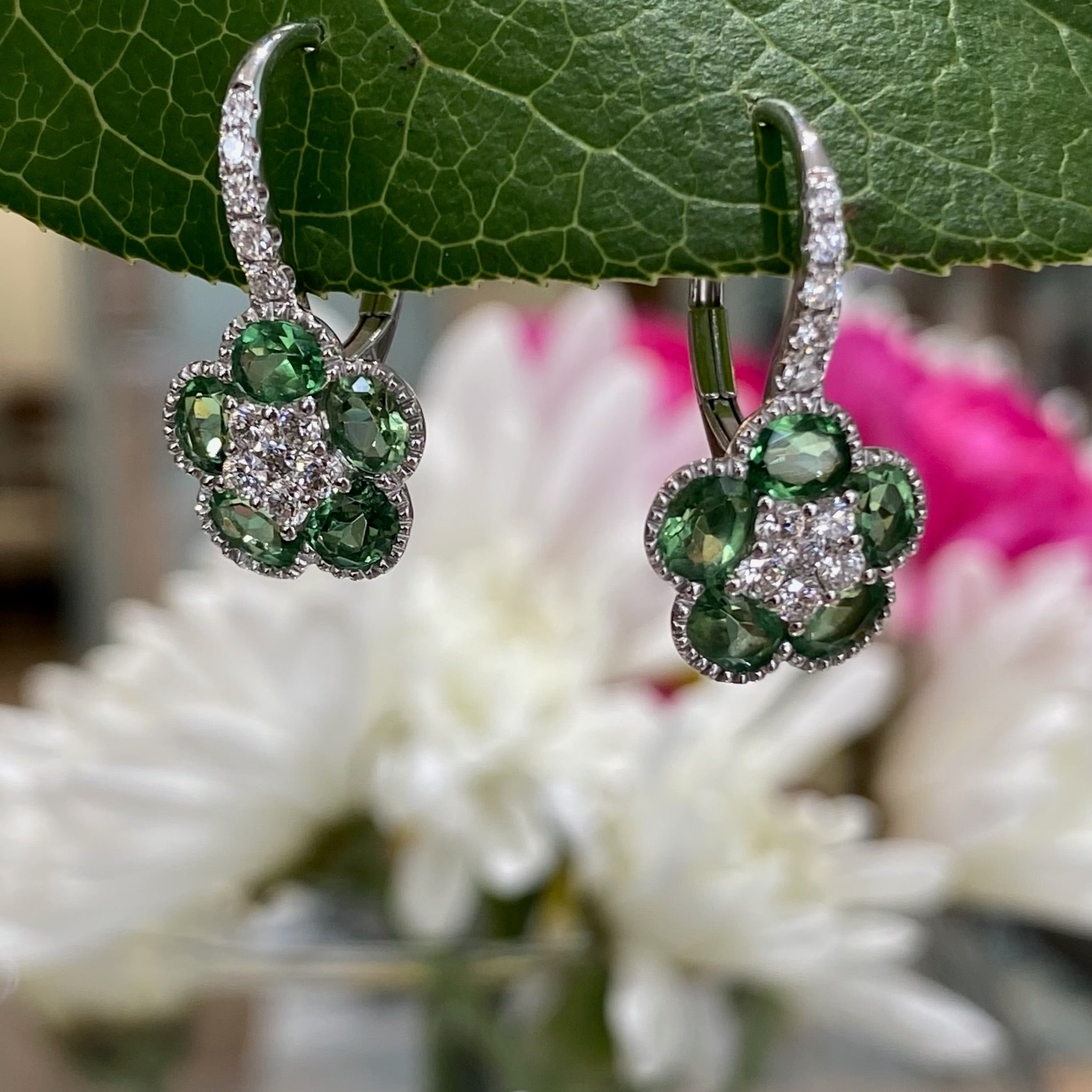 Green Meadow Tsavorite & Diamond Earrings