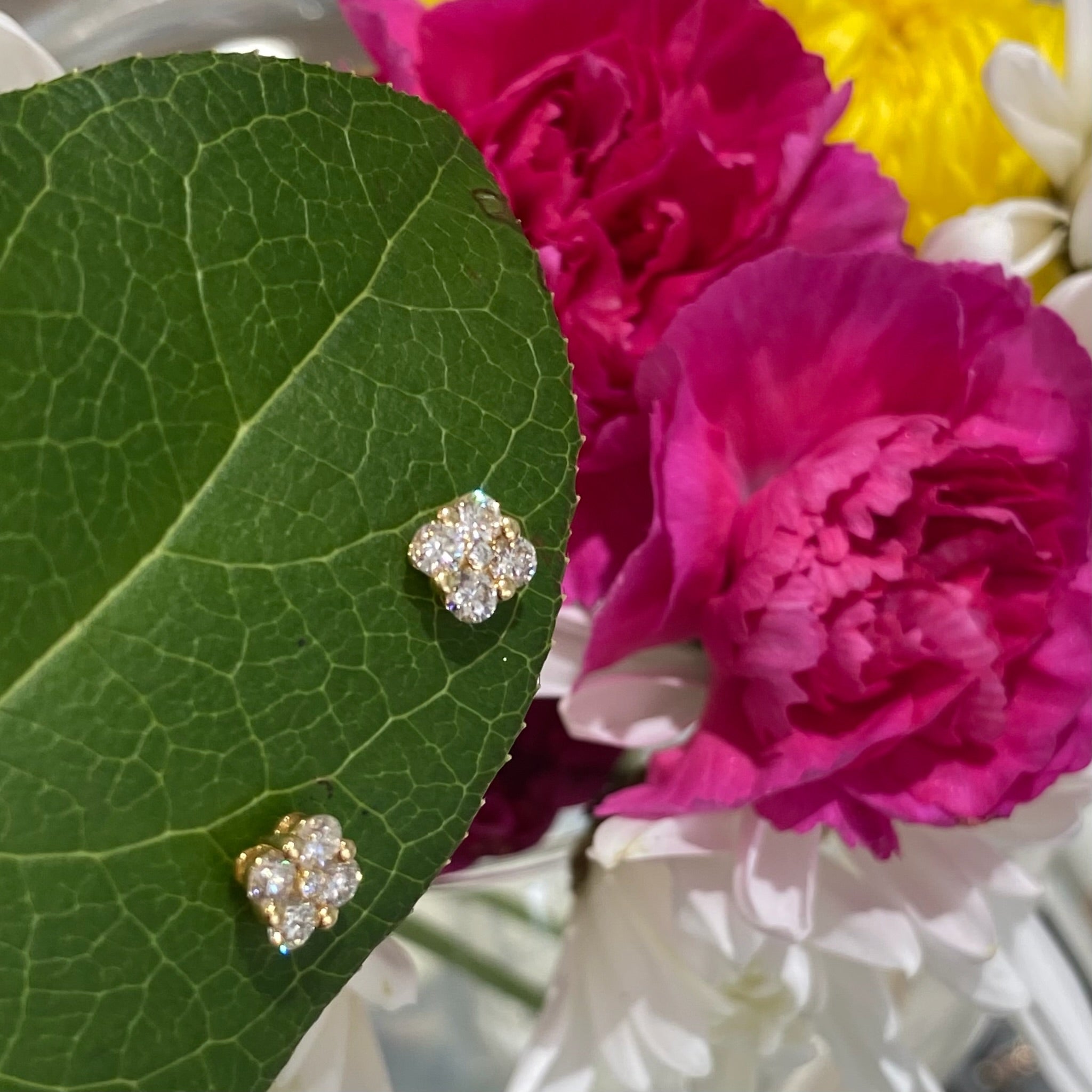 Starlight Petal Diamond Stud Earrings