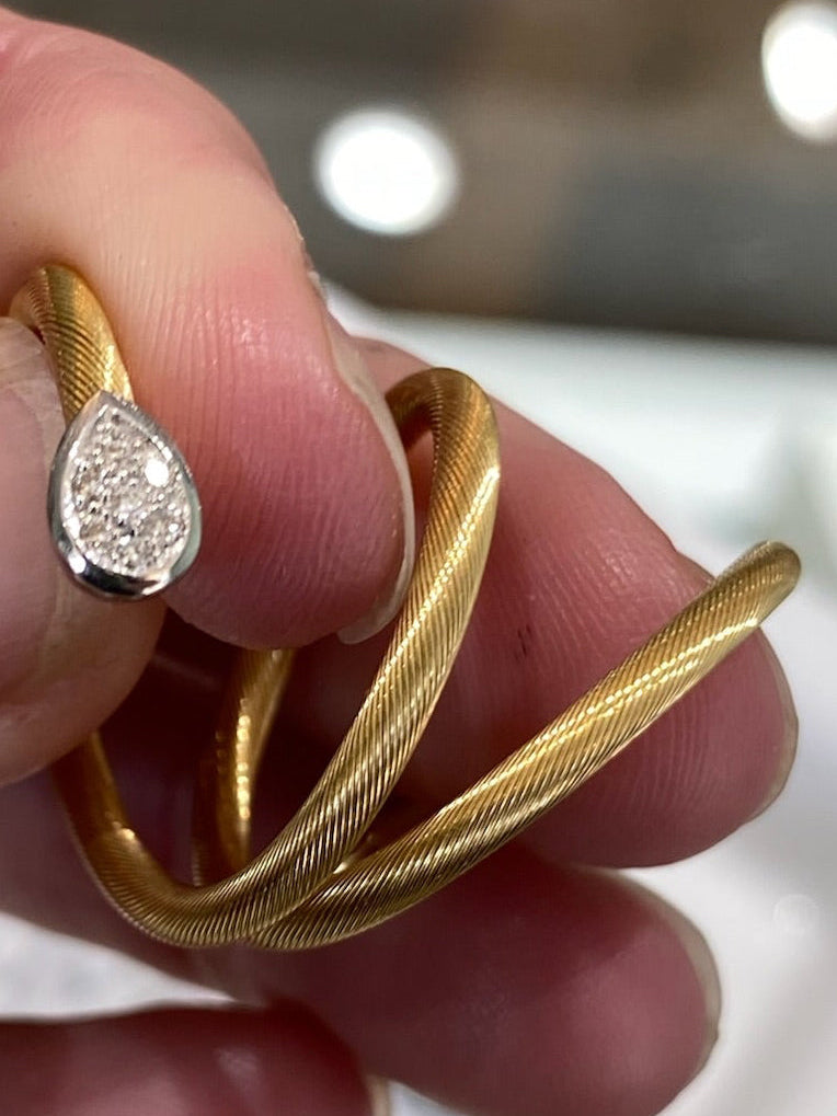 Two Tone 18K Gold Coiled Snake Ring