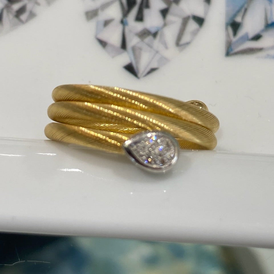 Two Tone 18K Gold Coiled Snake Ring