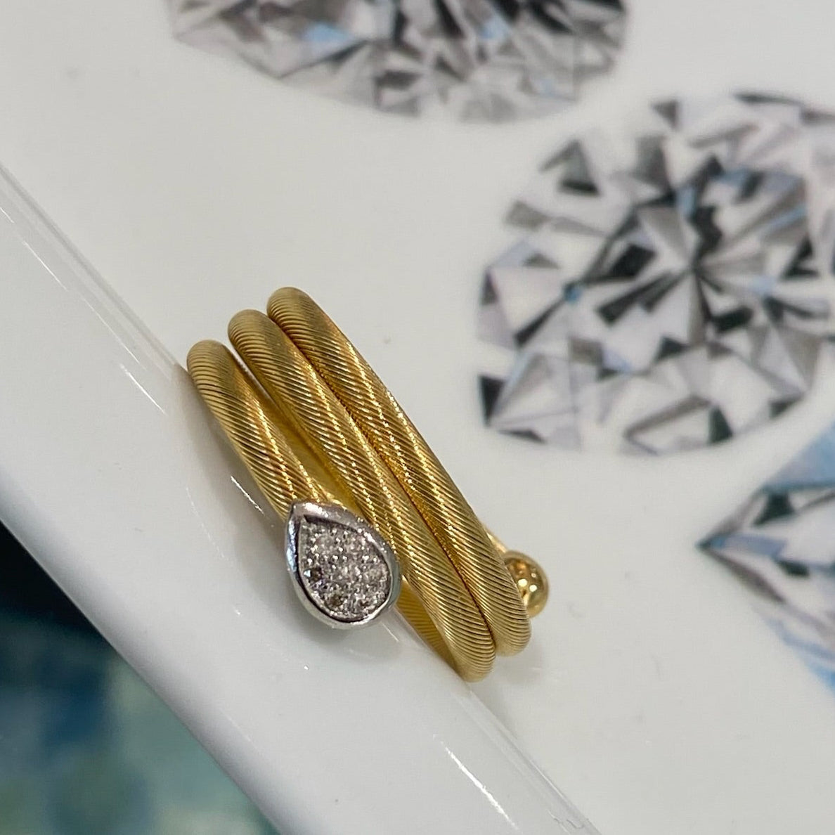Two Tone 18K Gold Coiled Snake Ring