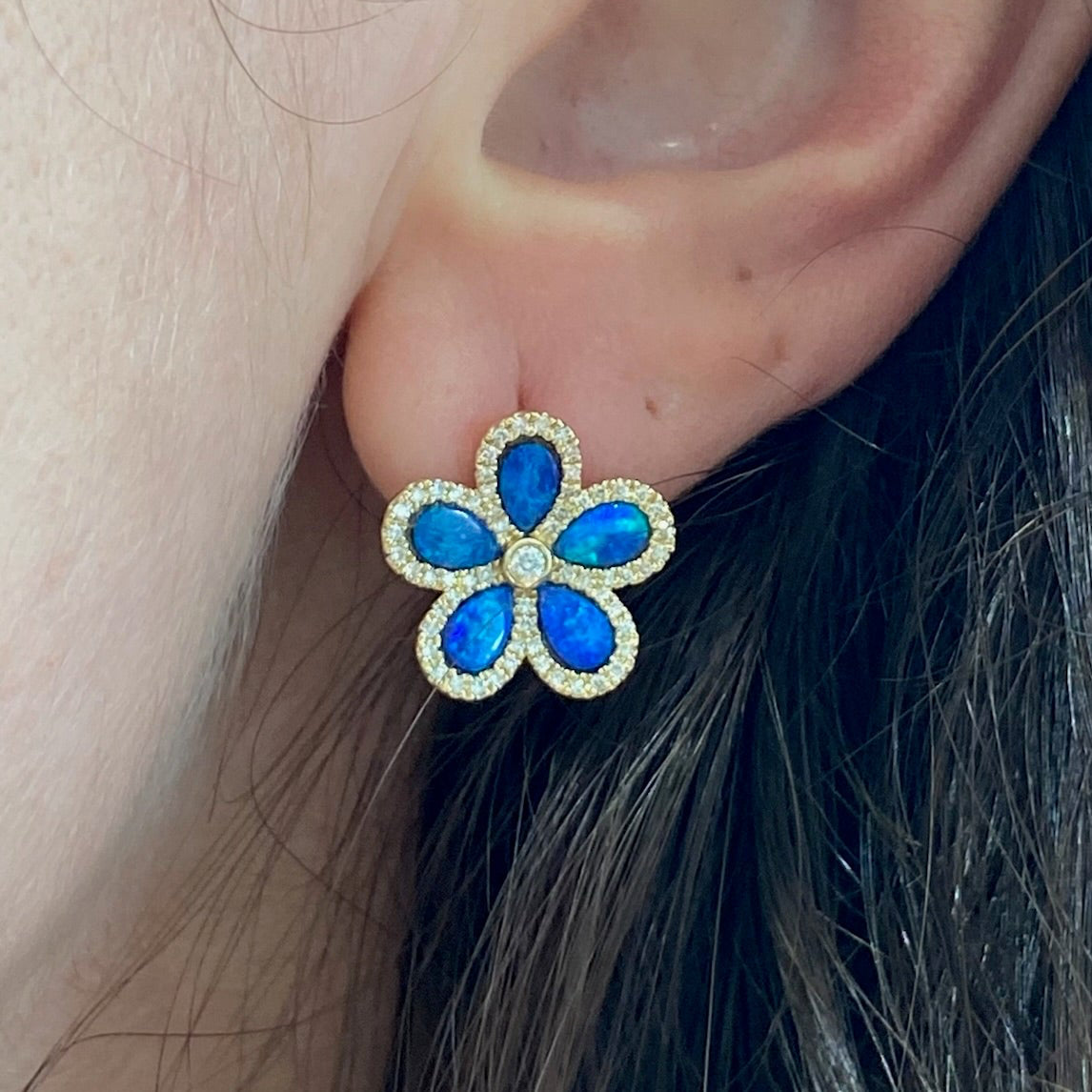 Ocean Bloom Opal & Diamond Earrings