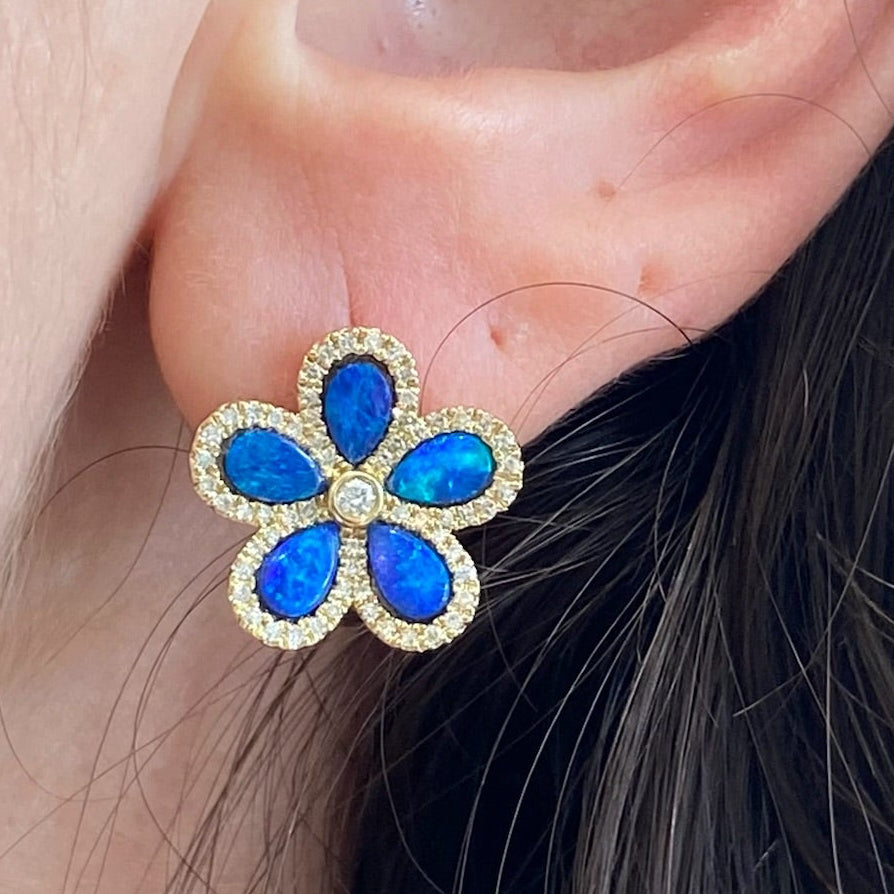 Ocean Bloom Opal & Diamond Earrings