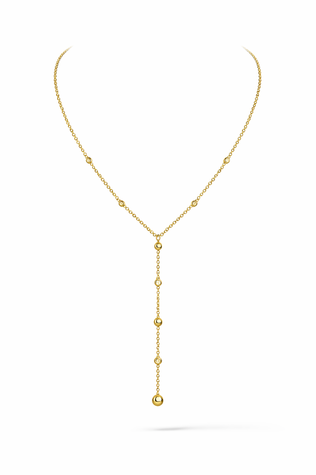 The Gilded Diamond Drop Lariat Necklace