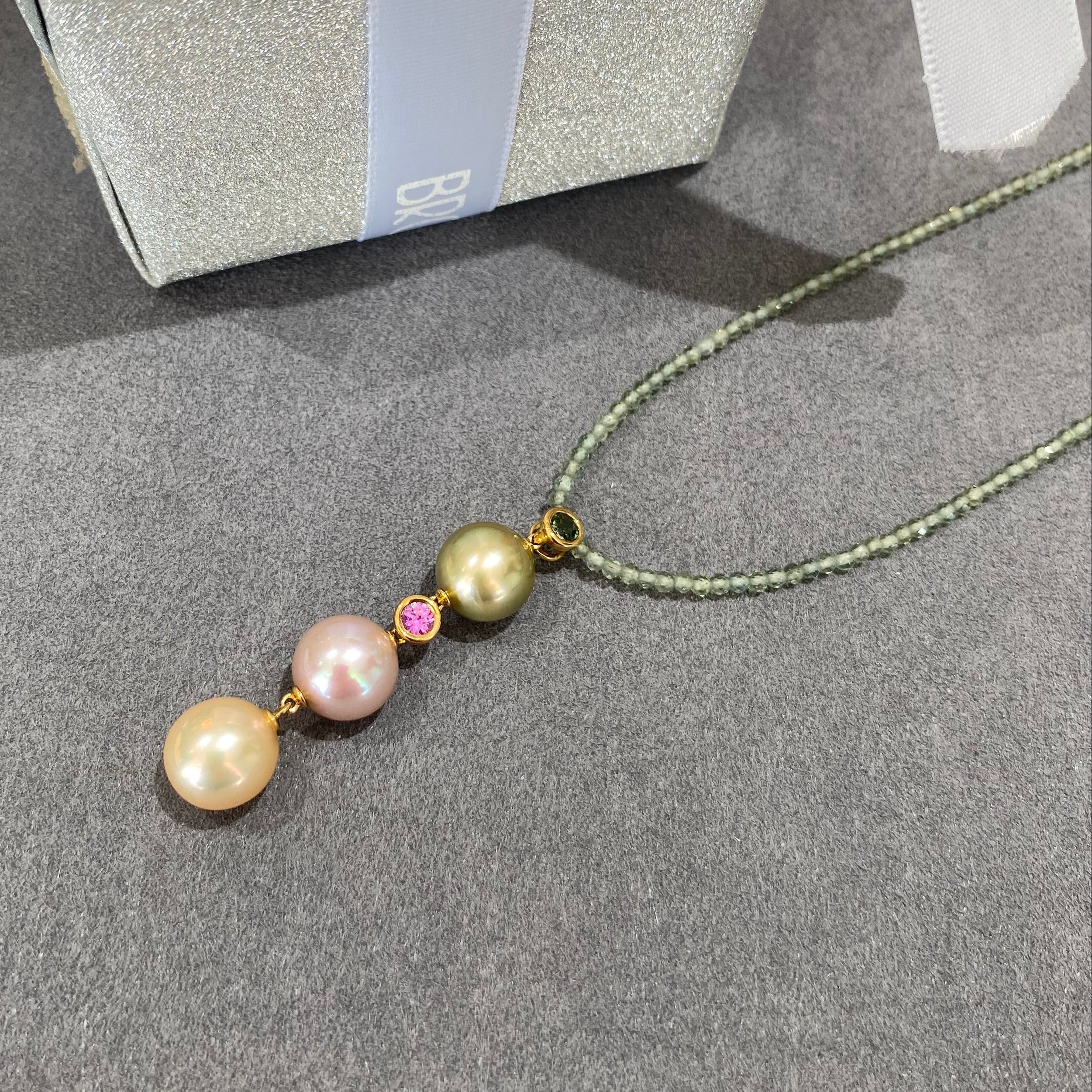 Elegant Trio Pearl and Gemstone Statement Necklace
