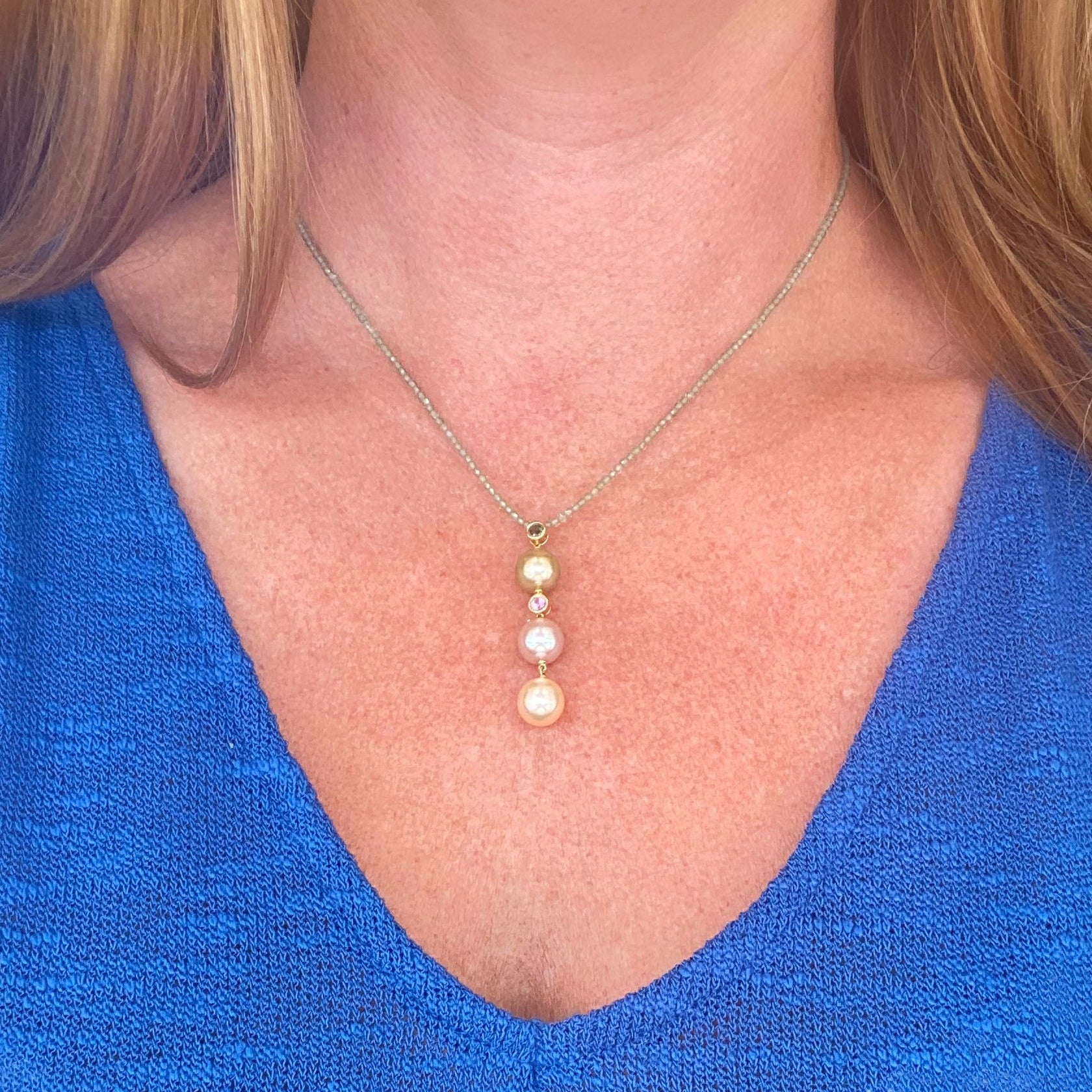 Elegant Trio Pearl and Gemstone Statement Necklace