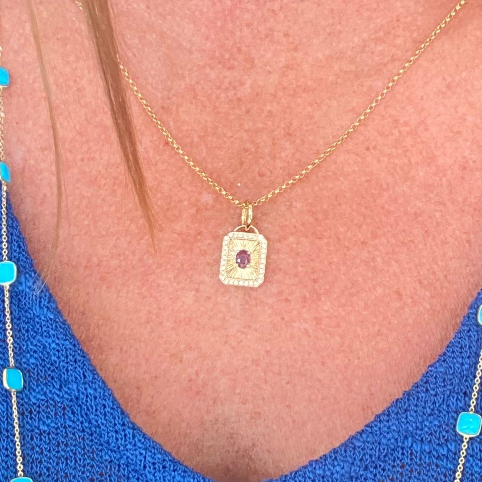 Antique Ruby Eclipse Pendant Necklace