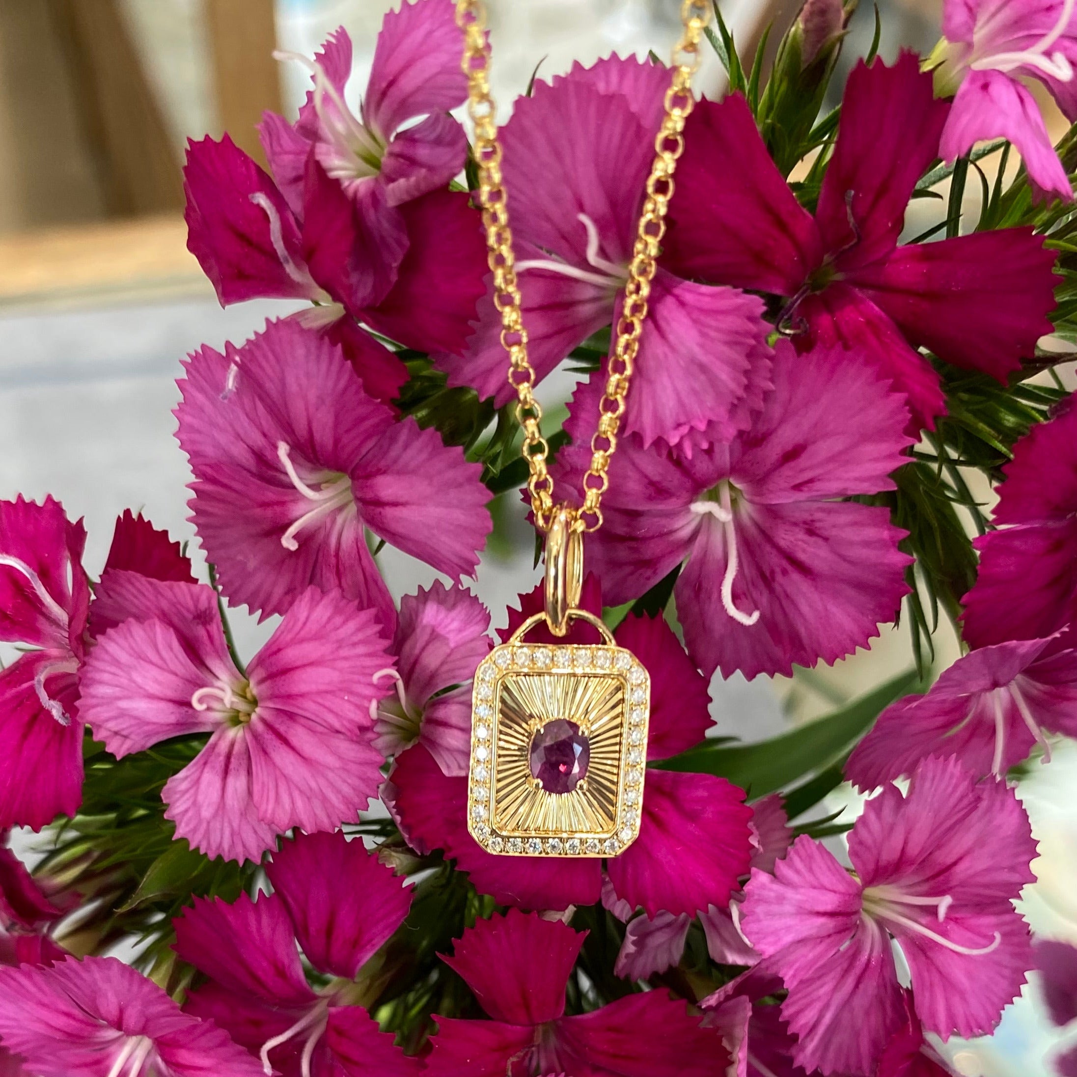 Antique Ruby Eclipse Pendant Necklace