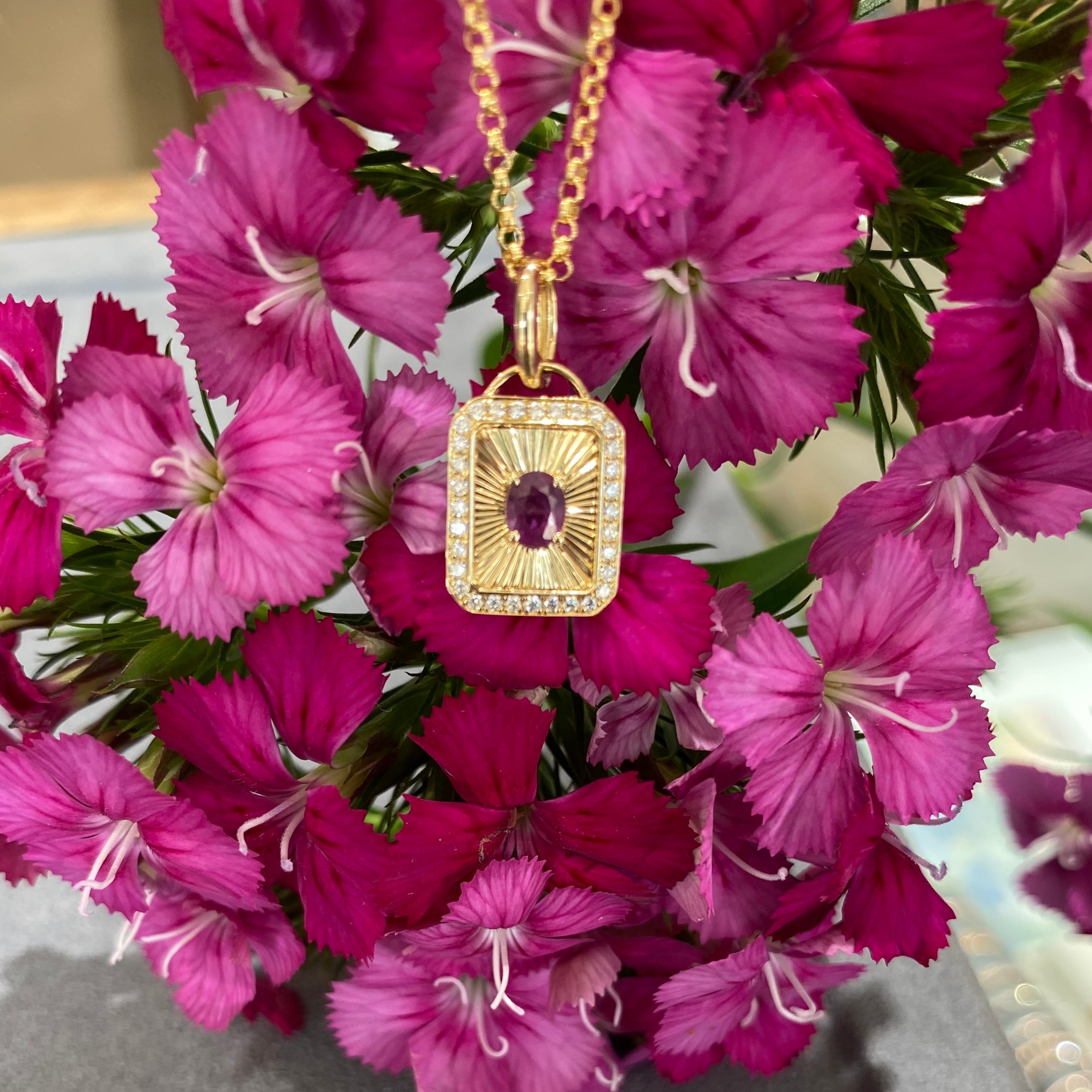 Antique Ruby Eclipse Pendant Necklace
