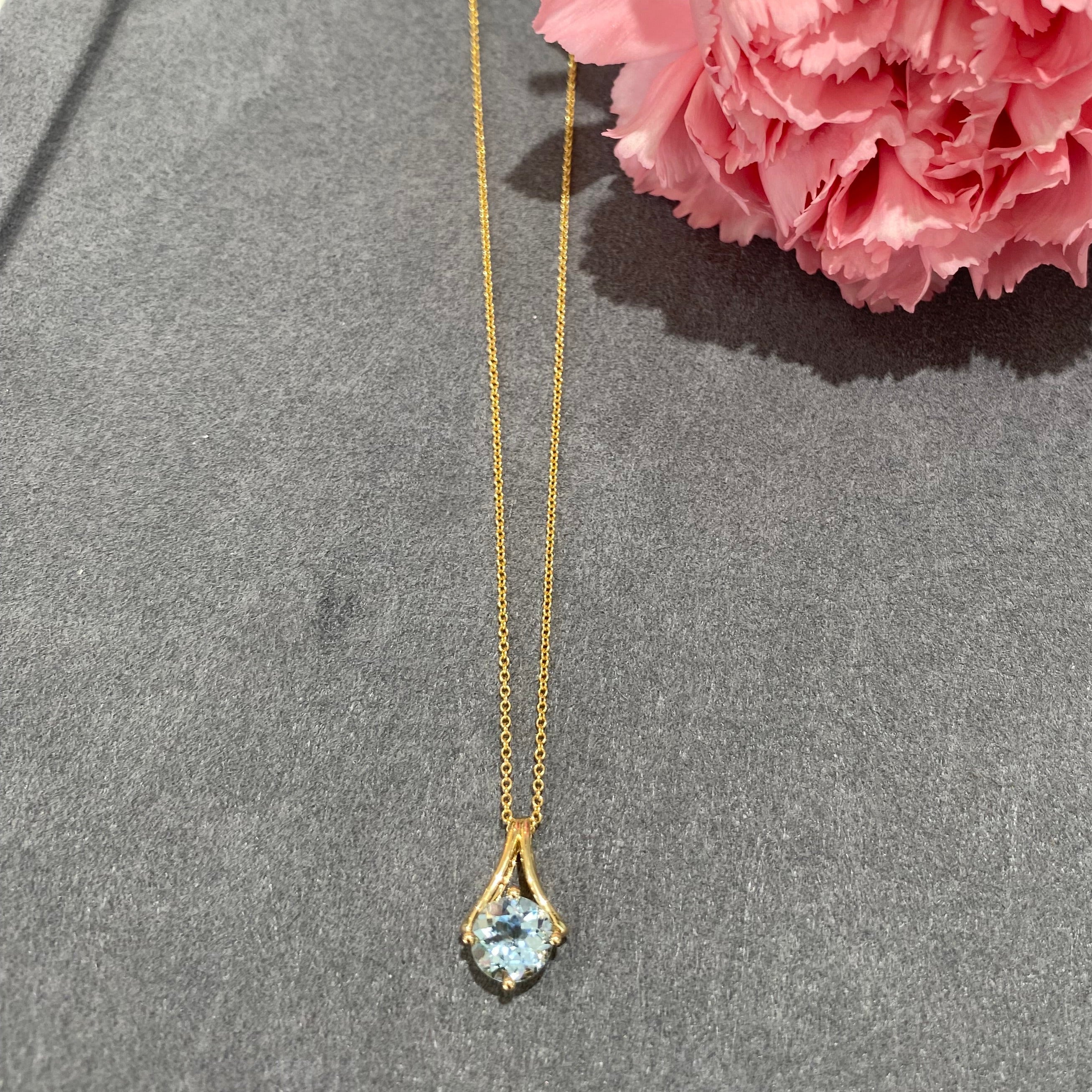 Coastal Charm Aquamarine Pendant Necklace