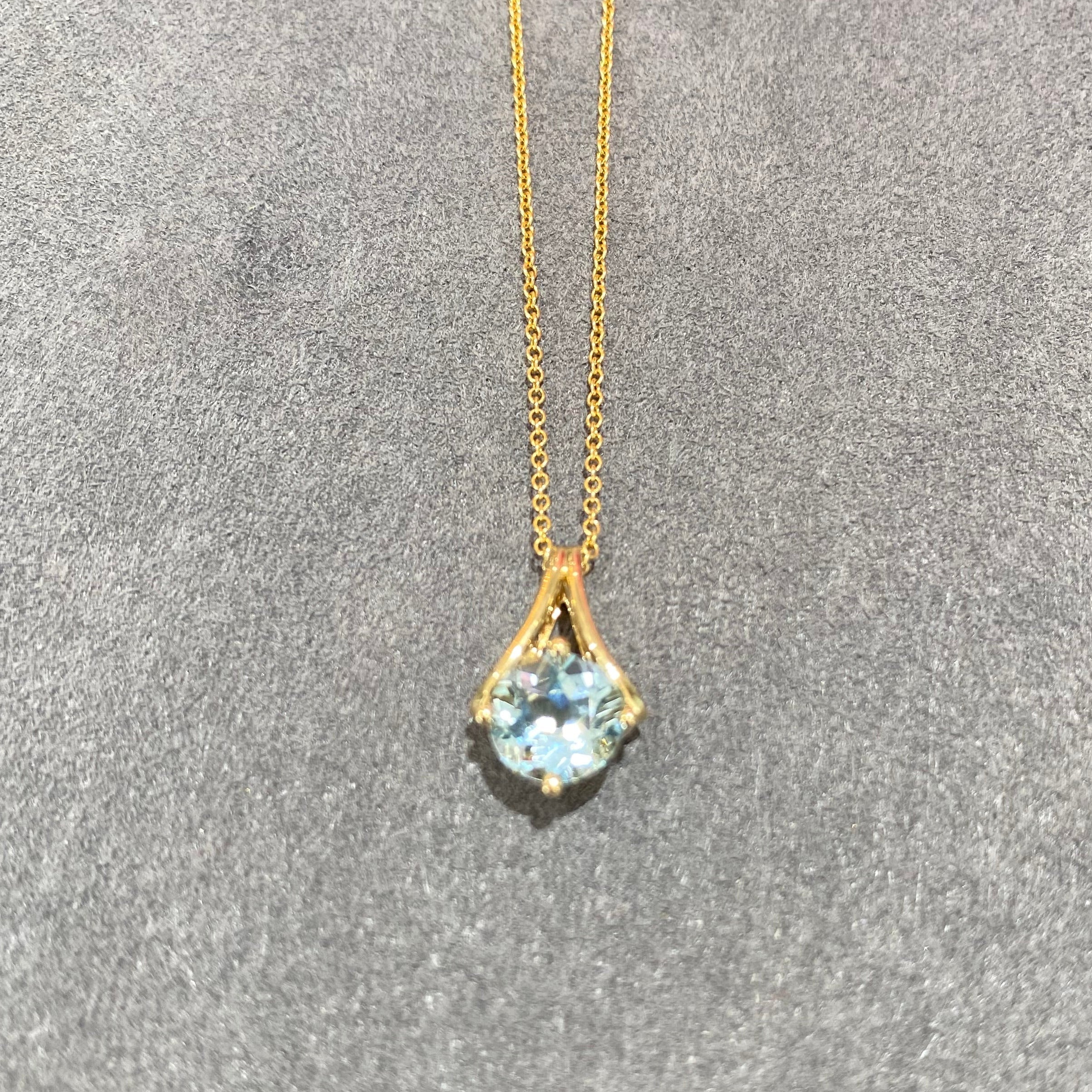Coastal Charm Aquamarine Pendant Necklace