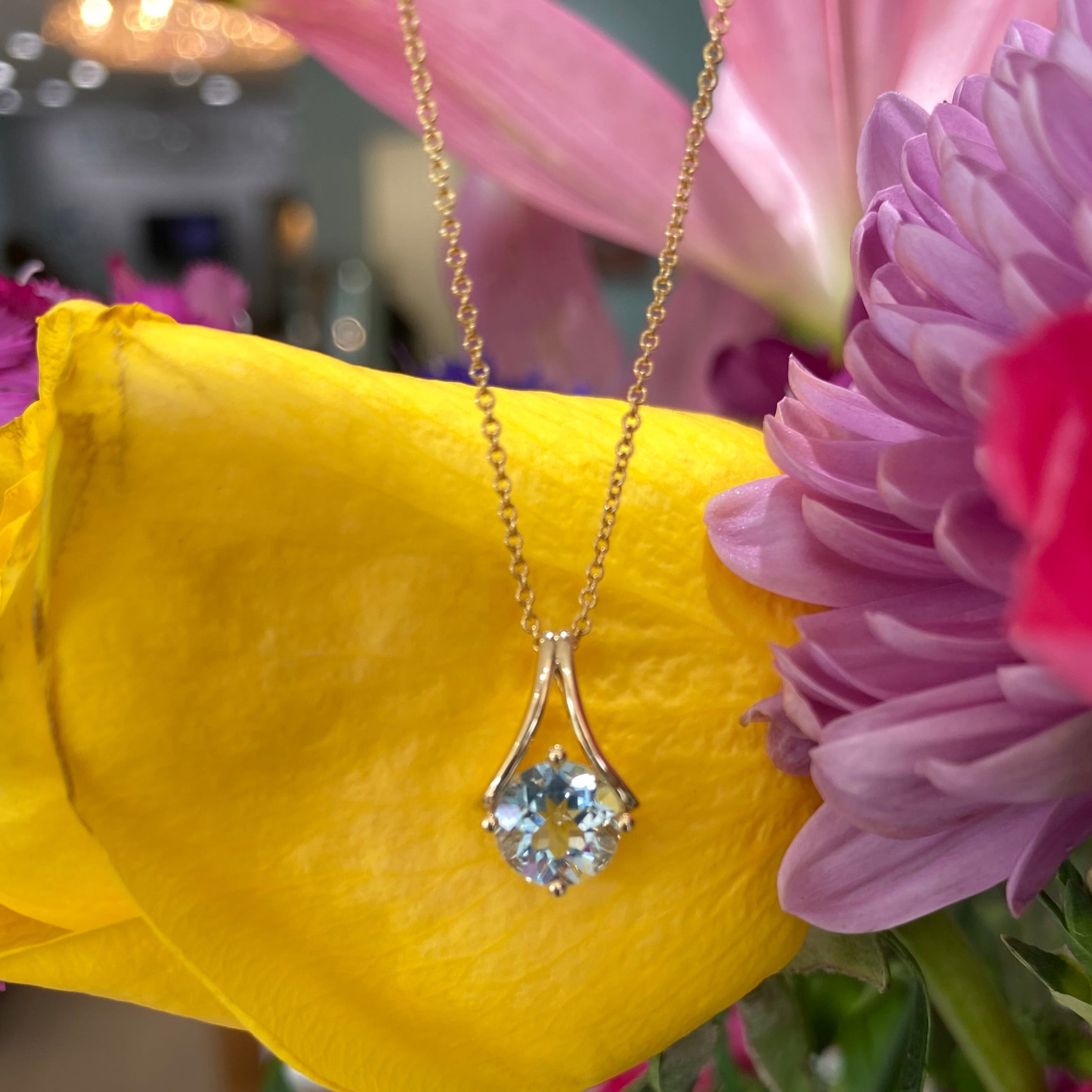 Coastal Charm Aquamarine Pendant Necklace