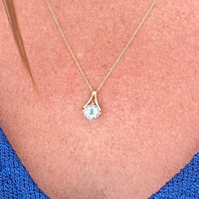 Coastal Charm Aquamarine Pendant Necklace