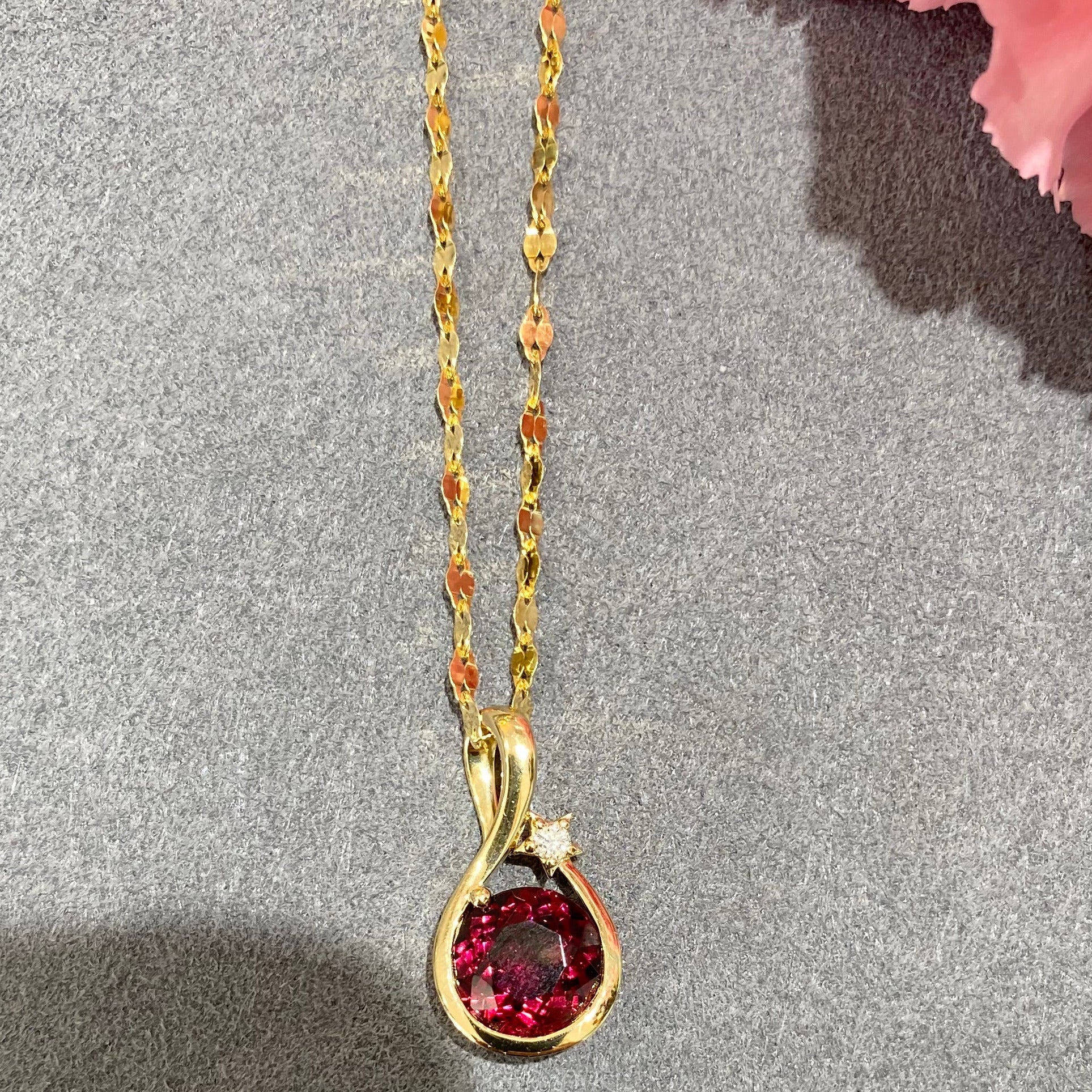 Crimson Orbit Garnet and Diamond Necklace