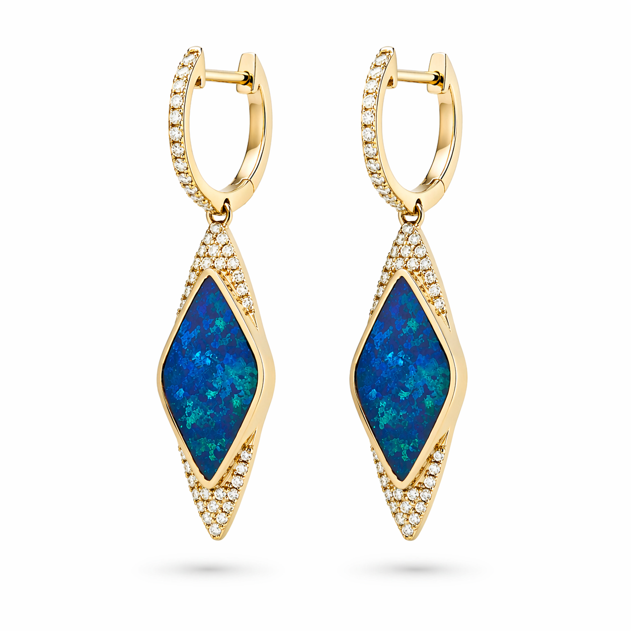 Azure Mirage Opal and Diamond Drop Earrings