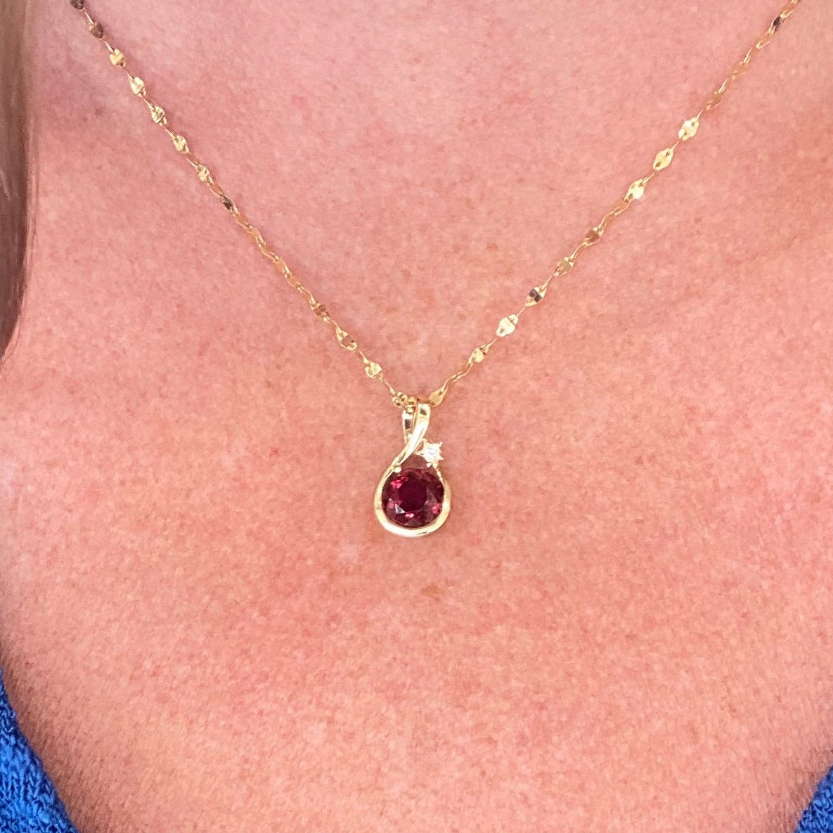 Crimson Orbit Garnet and Diamond Necklace