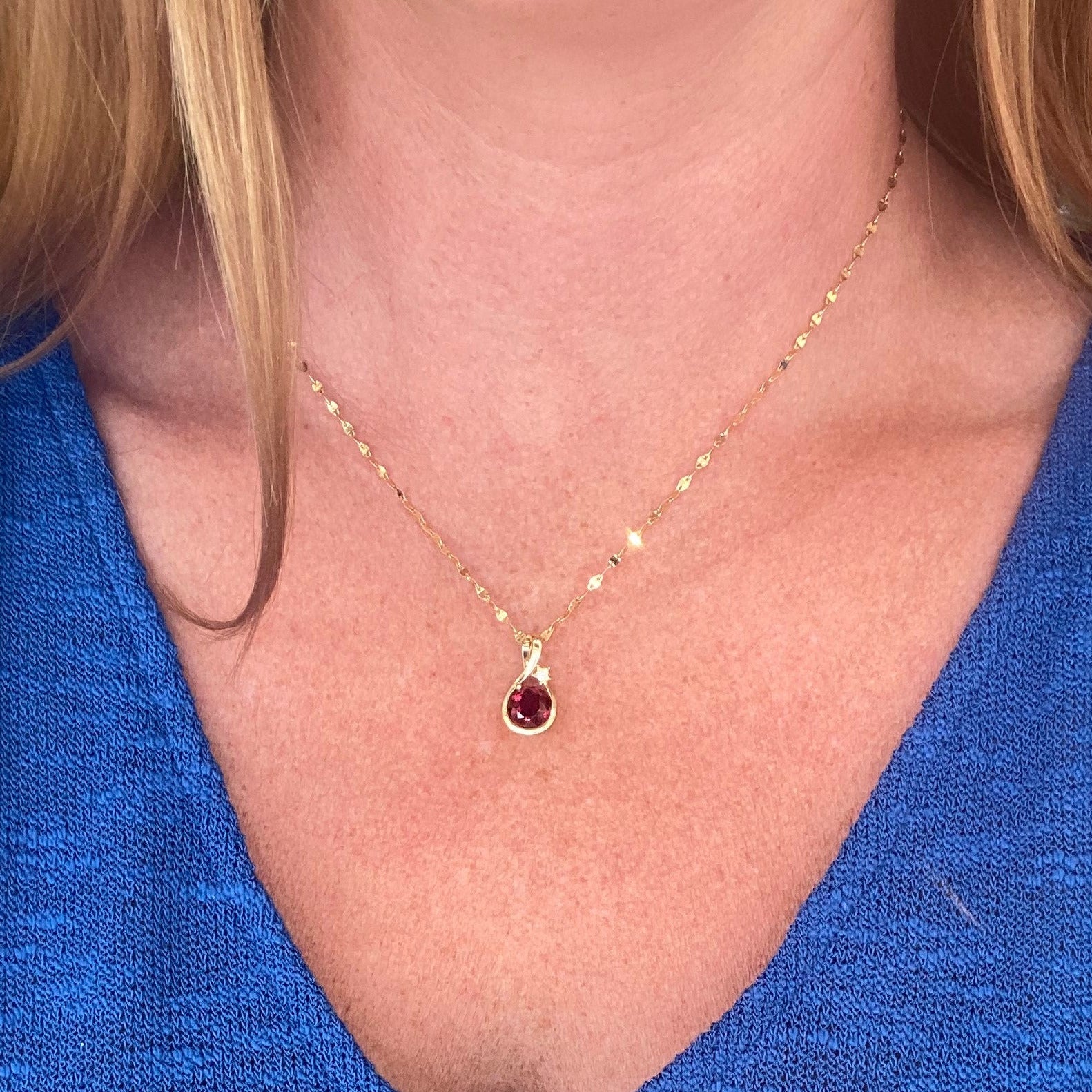 Crimson Orbit Garnet and Diamond Necklace