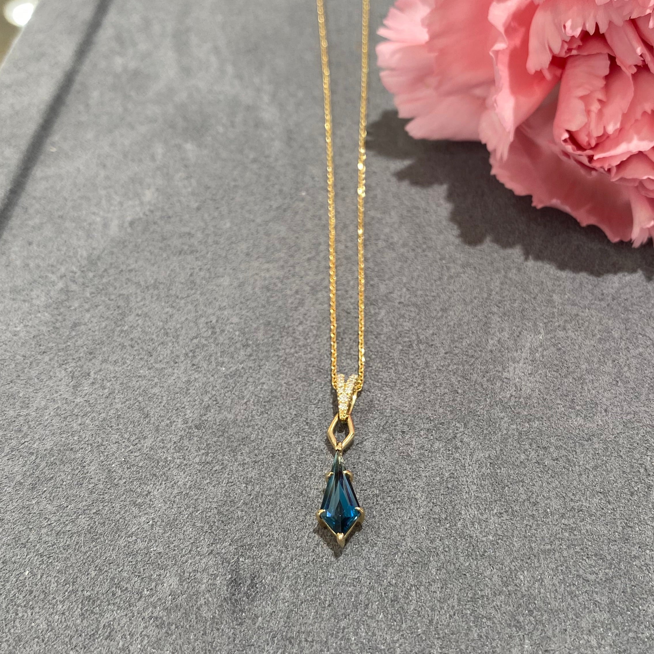 Kite of Twilight Blue Topaz Necklace