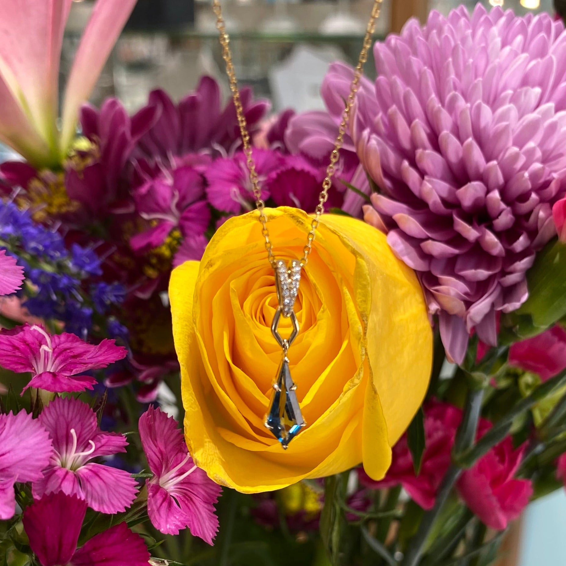 Kite of Twilight Blue Topaz Necklace