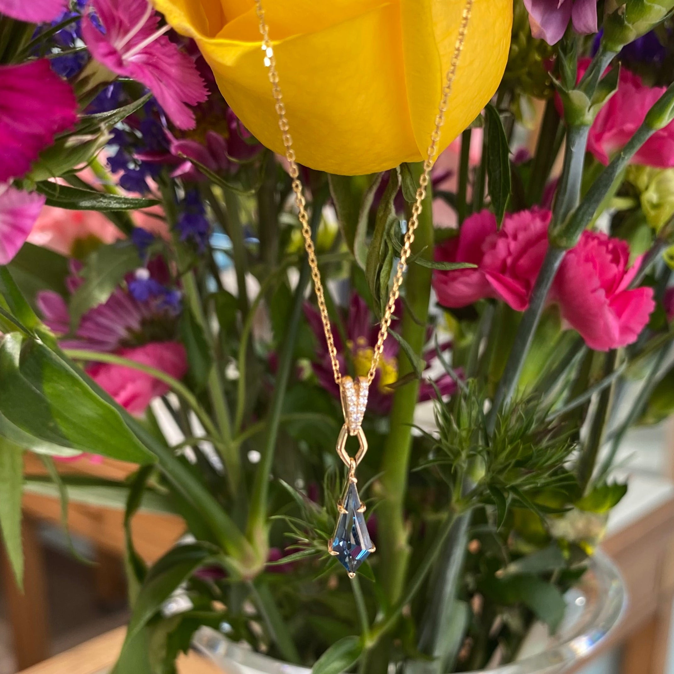 Kite of Twilight Blue Topaz Necklace