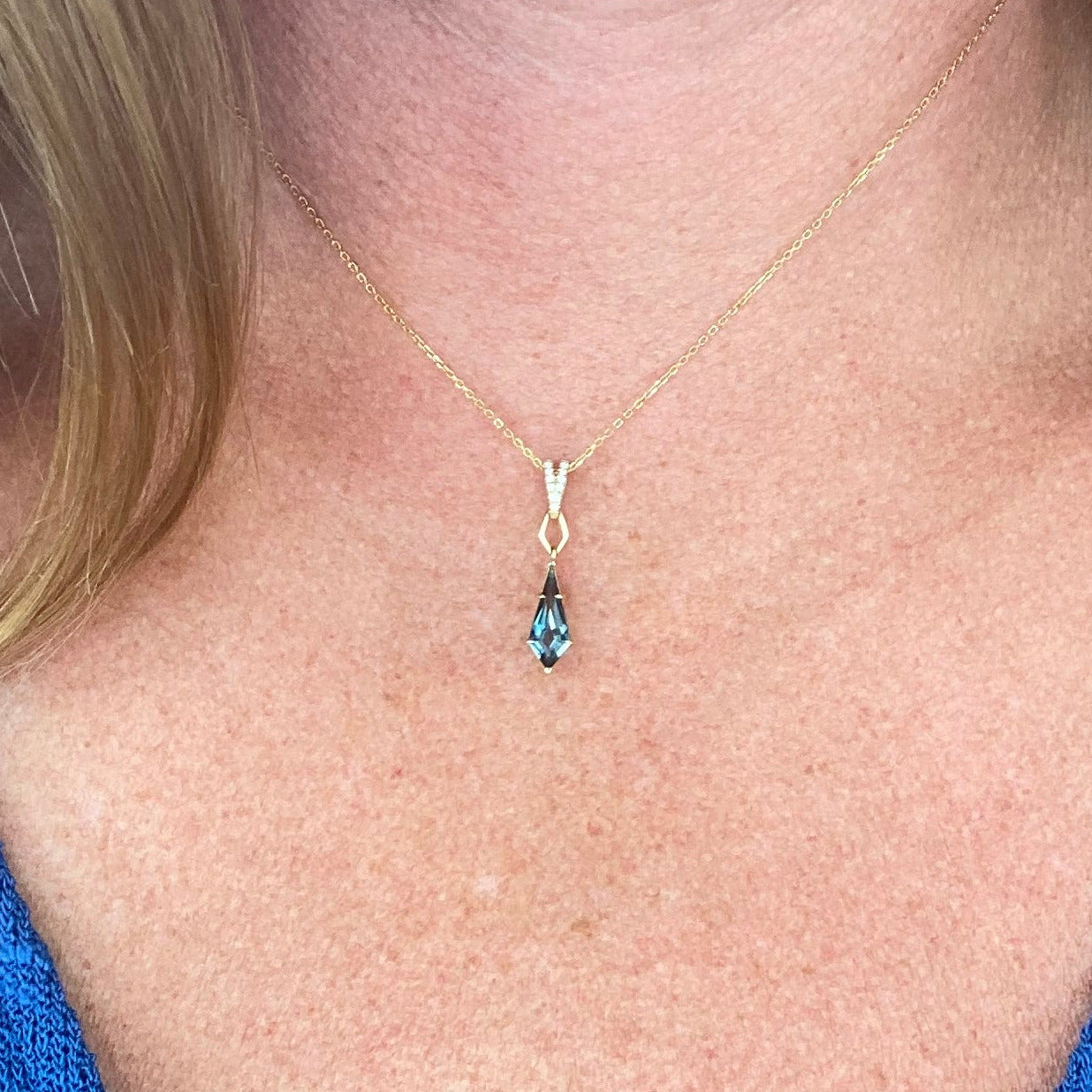 Kite of Twilight Blue Topaz Necklace