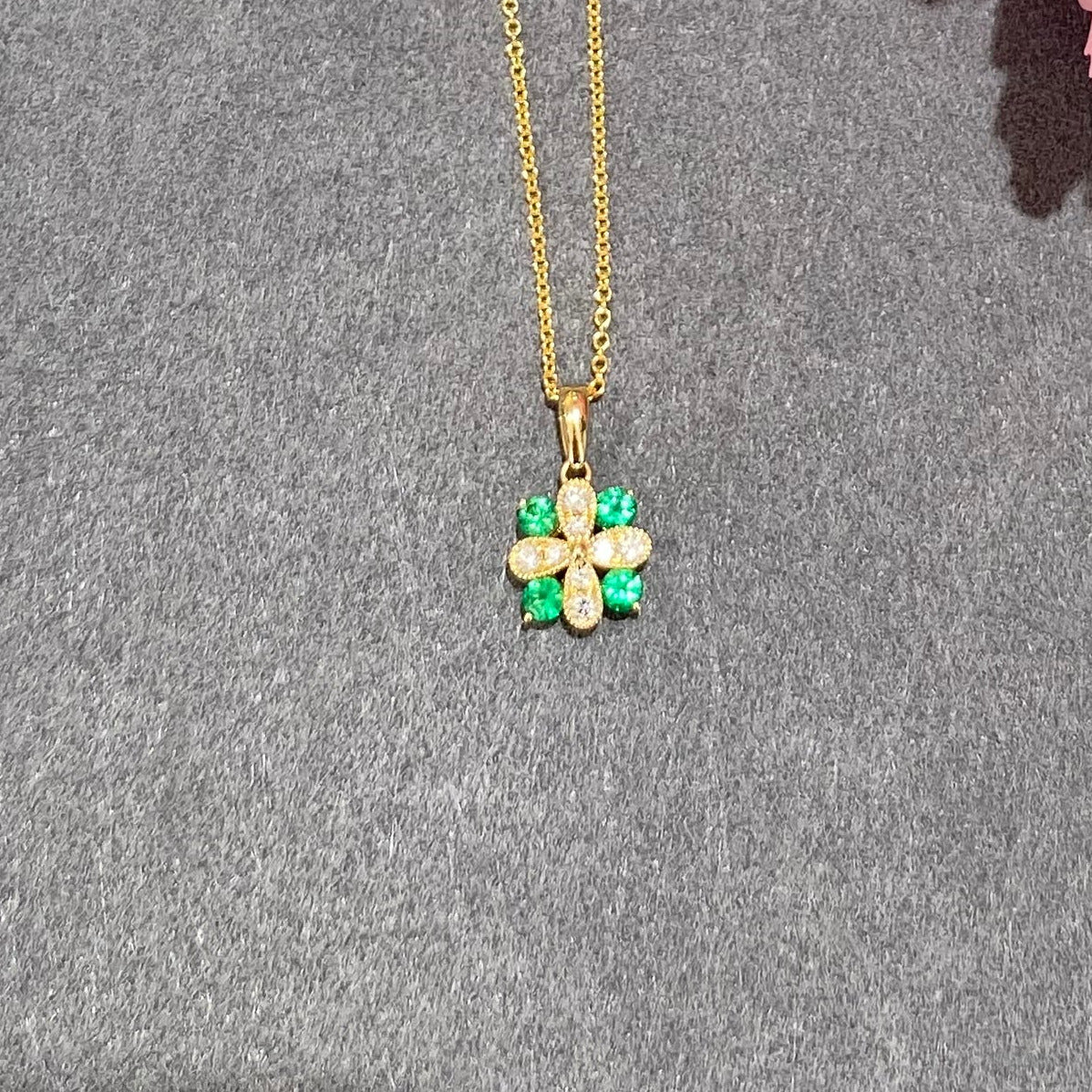 Emerald Blossom Diamond Necklace