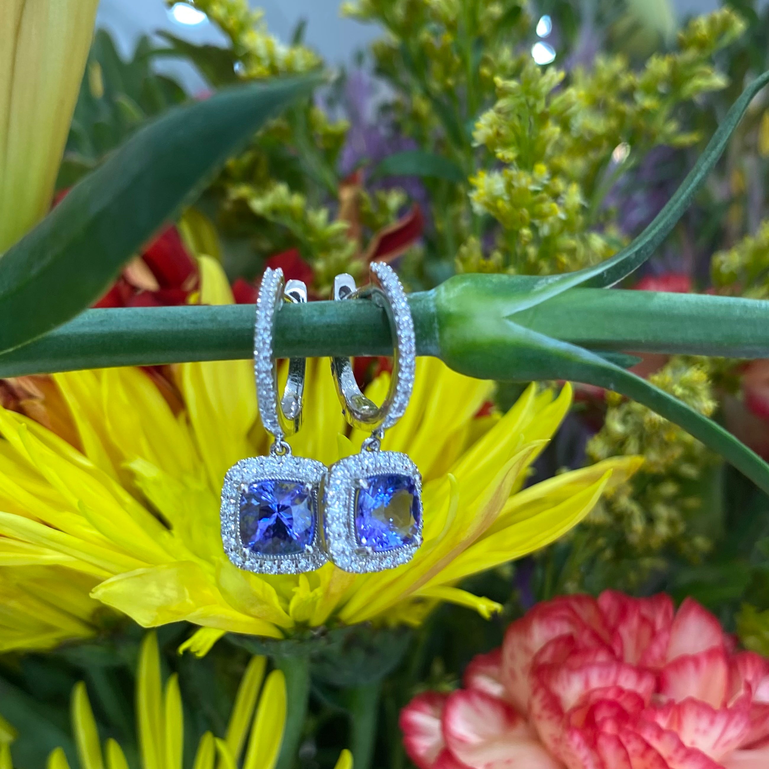 Twilight Tanzanite Diamond Drop Earrings