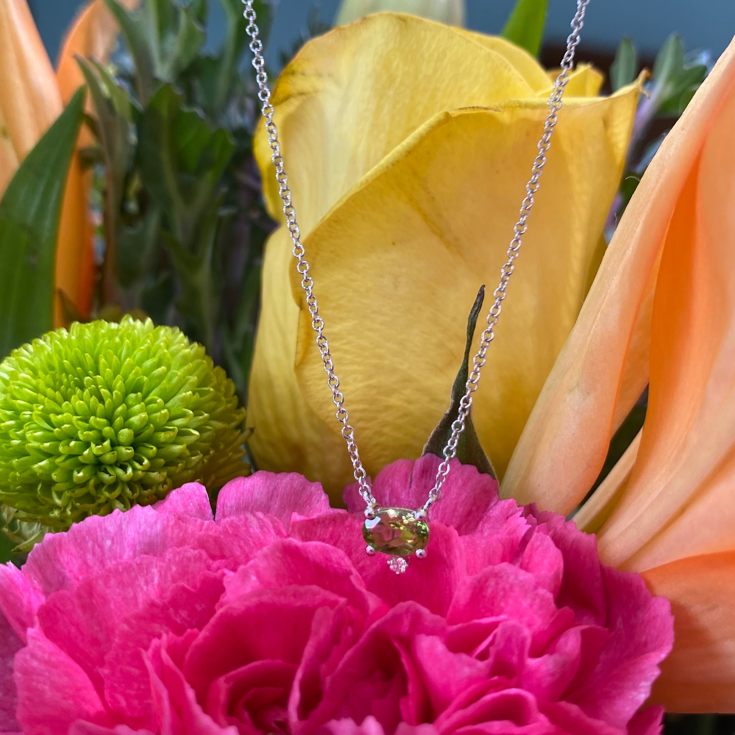 Peridot Elegance Diamond Accent Necklace