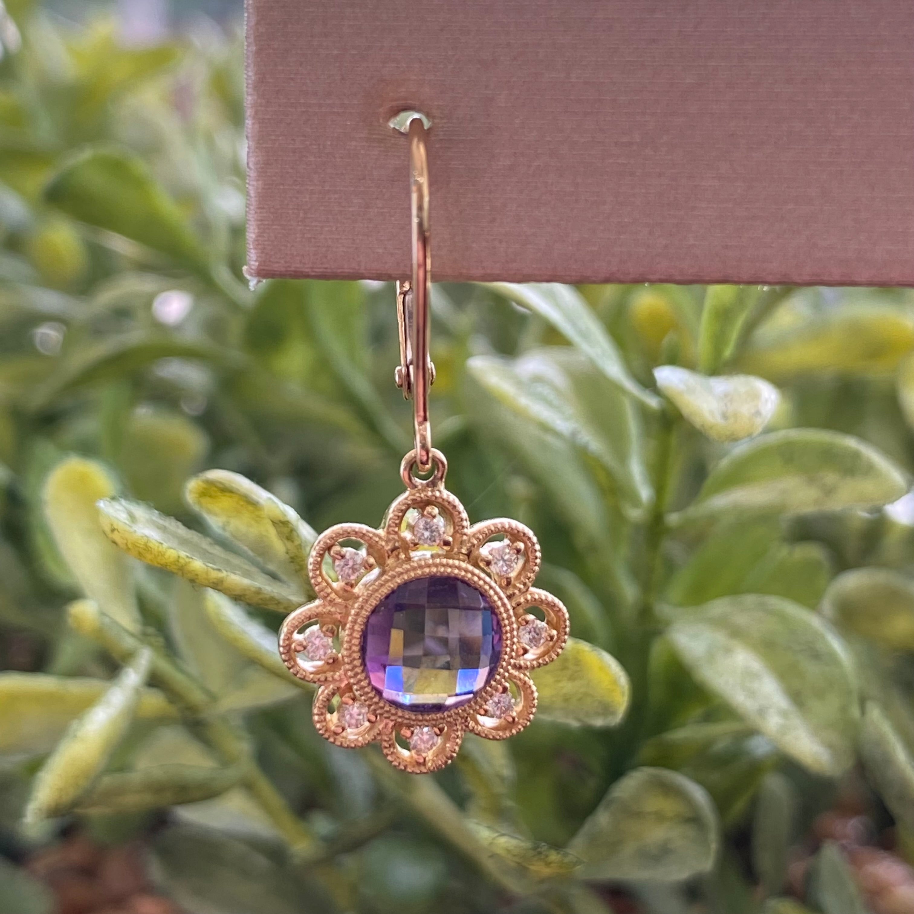 Violet Bloom Drop Earrings
