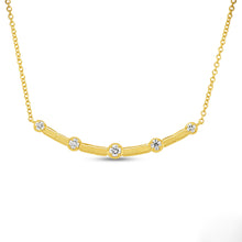 Load image into Gallery viewer, 14k Yellow Gold and Diamond Curved Bar Necklace
