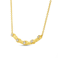 Load image into Gallery viewer, 14k Yellow Gold and Diamond Curved Bar Necklace
