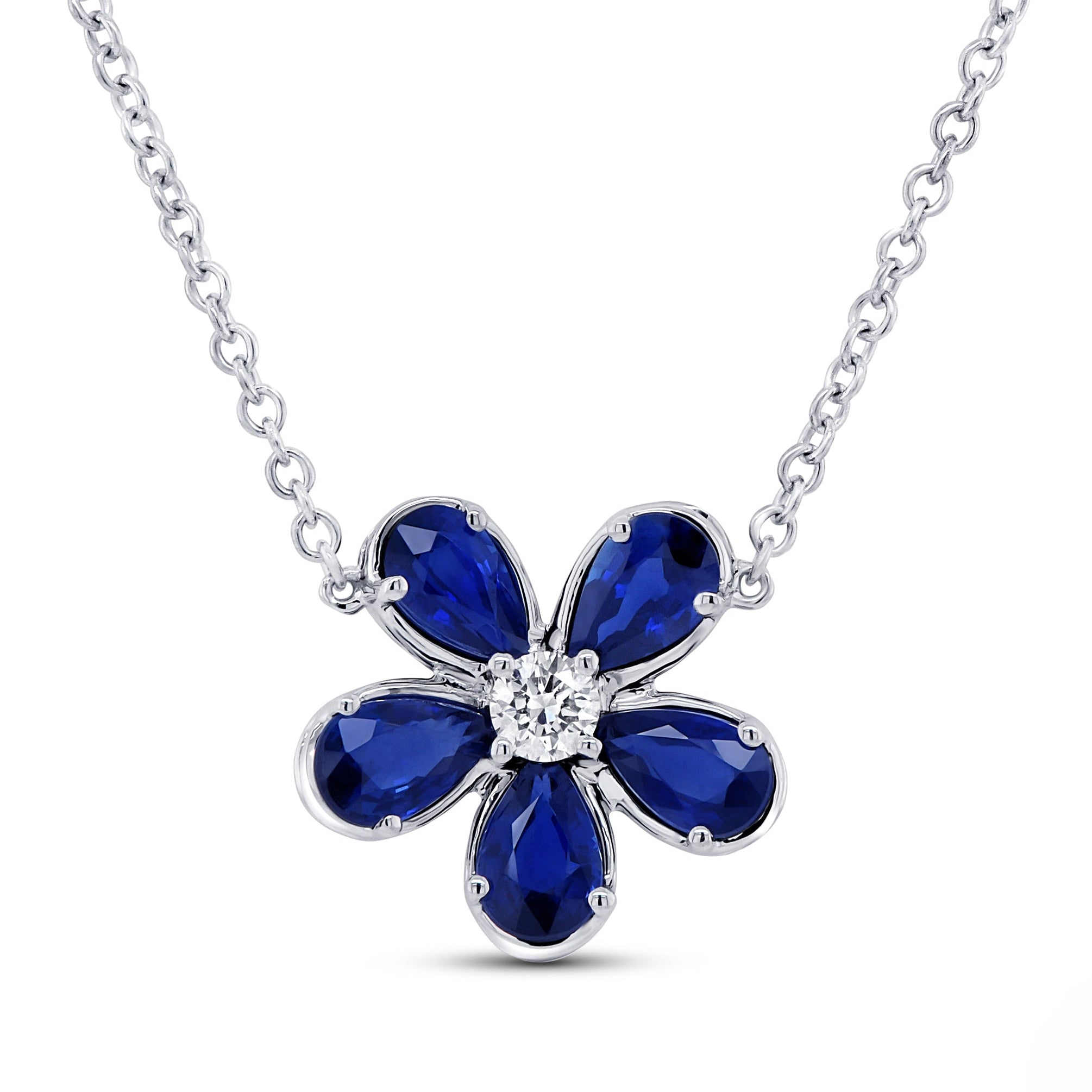 Midnight Flower Sapphire and Diamond Necklace
