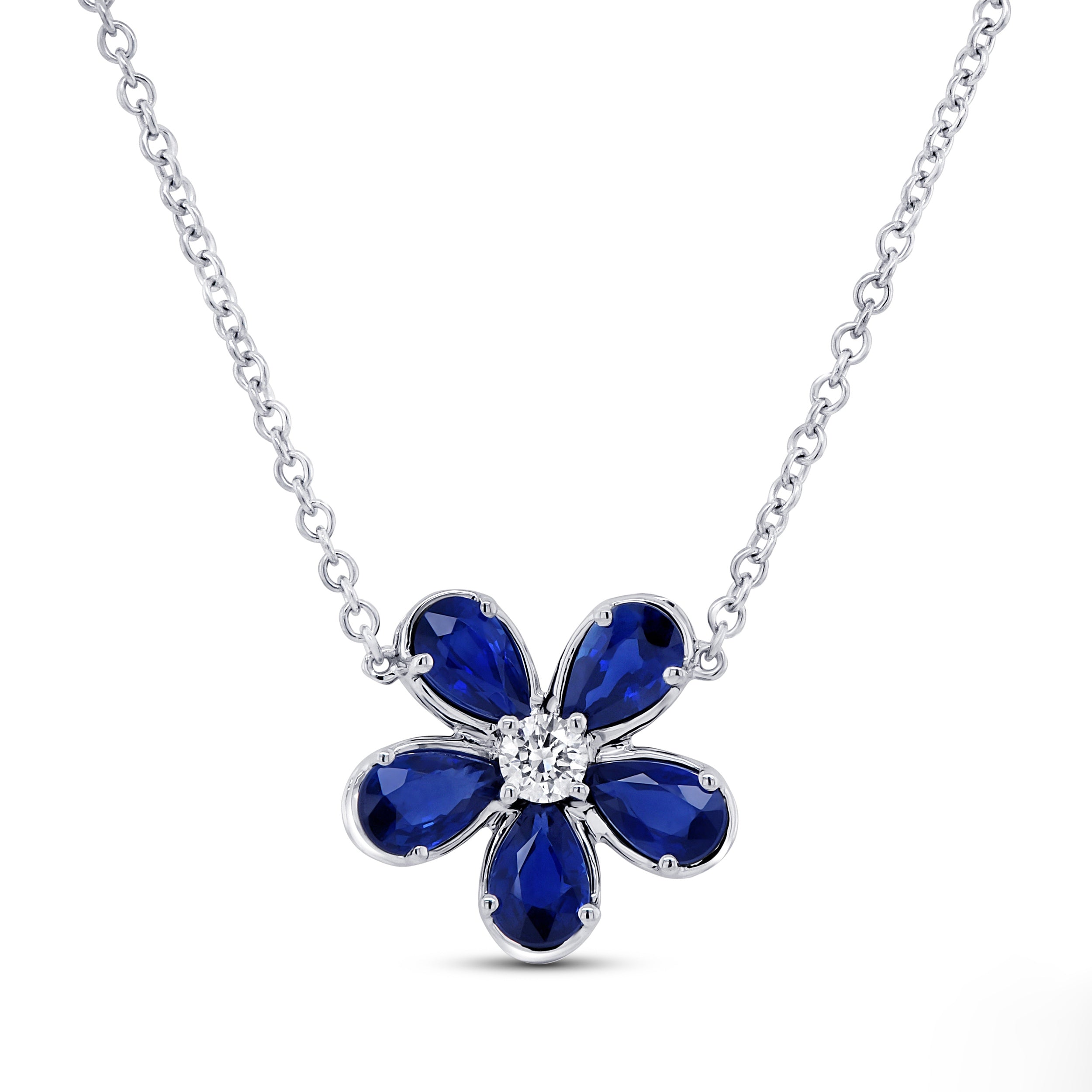 Sapphire and Diamond Flower Necklace