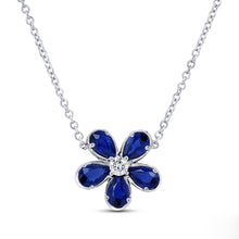 Load image into Gallery viewer, Sapphire and Diamond Flower Necklace
