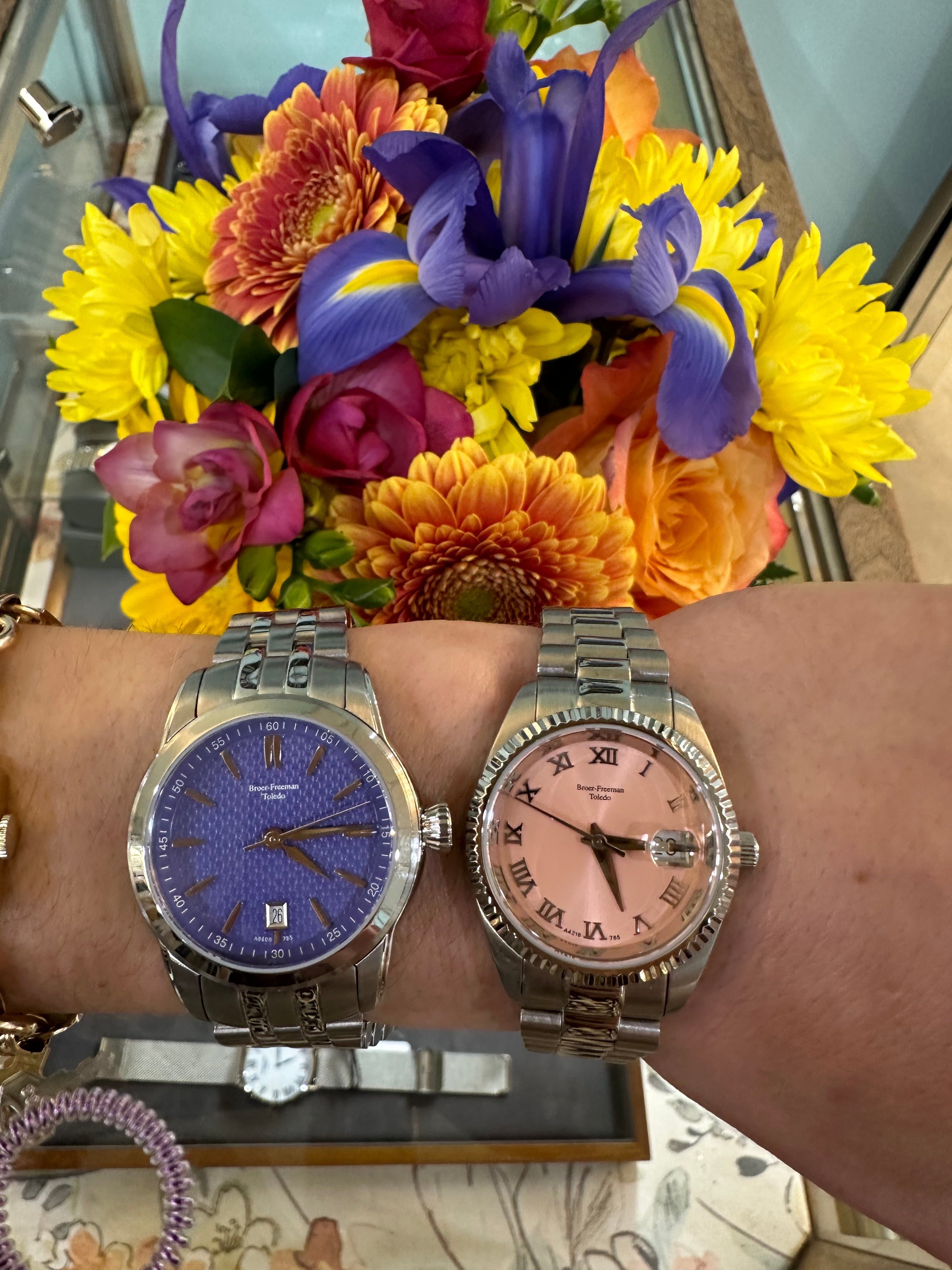 Periwinkle Dial Silver Toned Bracelet Watch