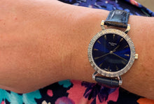 Load image into Gallery viewer, Sapphire Blue Dial and Leather Diamond Accent Watch
