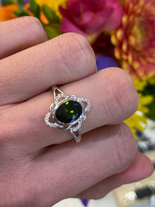 Green Tourmaline and Diamond Woven Loop Ring